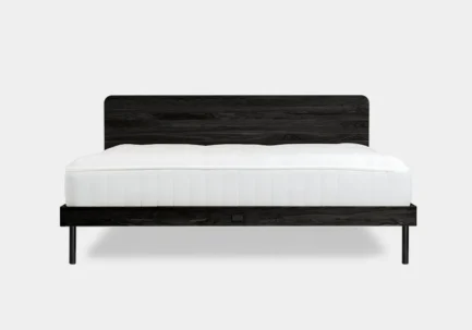 Bed Ehe Natur with Black stain and oil finish and straight metal legs